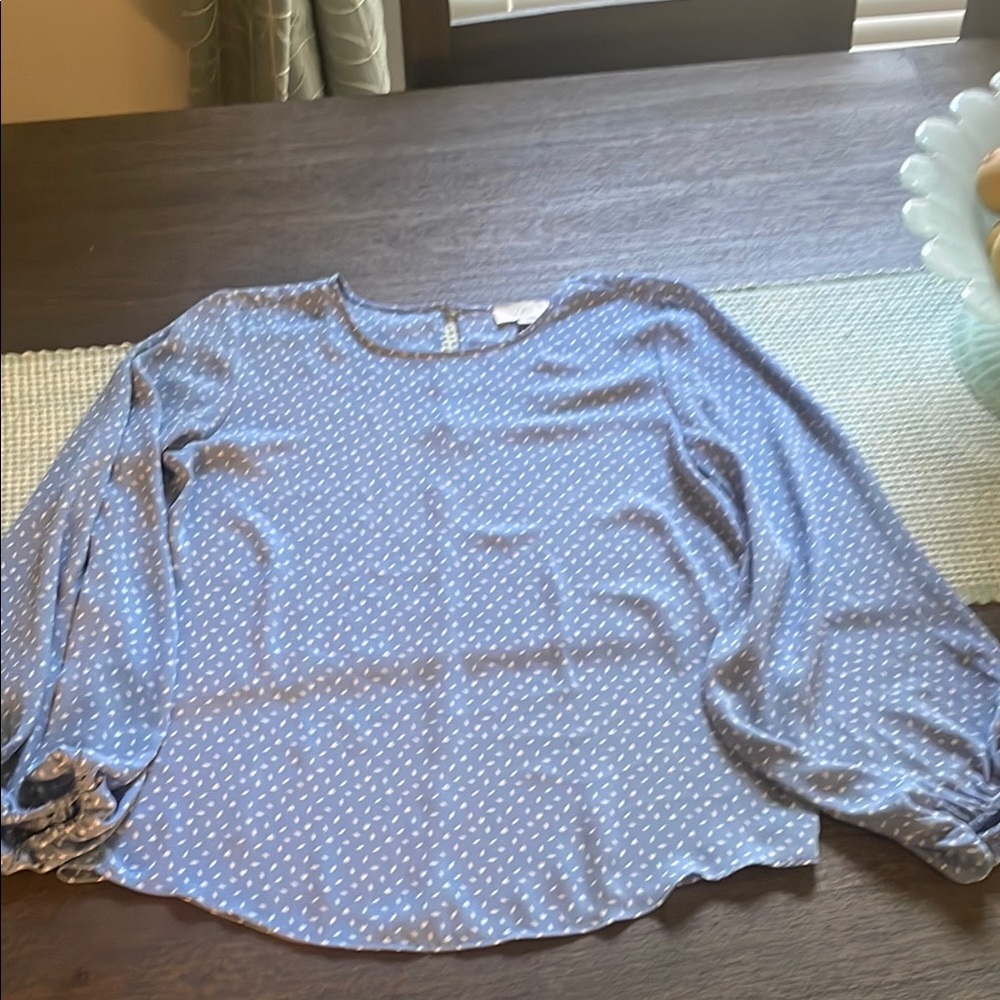 LOFT Blue Polka Dot Women's Top